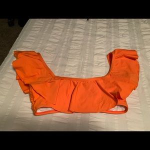 Splendid orange swim top with ruffle